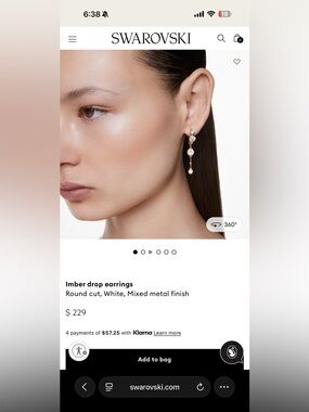 Swarovski Imber drop earrings
Round cut, White, Mixed metal finish